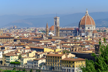 Fototapeta na wymiar Sunny day time aerial panorama of old city of Florence