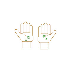 hands with virus on white background