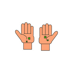 hands with virus on white background