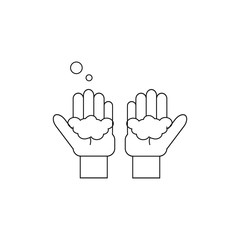 hands washing with soap on white background