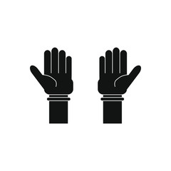 hands with latex gloves on white background