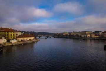 Fototapeta na wymiar panoramic view of the Mala Strana district and the Castle from the Charles Bridge in Prague