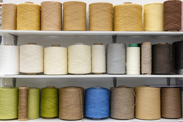 Multicolored nylon packaging cables in coils.