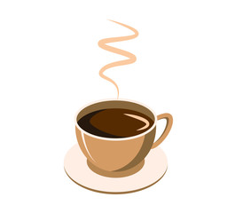 Coffee in a Cup on a saucer on a white background. Breakfast. Flat vector illustration. EPS 10.