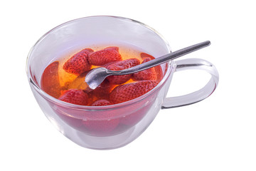 Cup with strawberry compotes