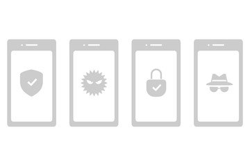 スマホ セキュリティ対策。乗っ取り/不正アクセス・ログインに要注意。ベクターデータ/グラフィック素材