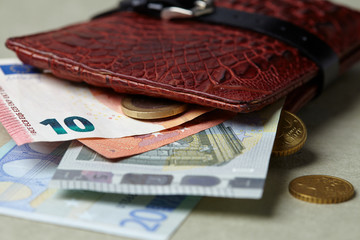 wallet with money and belt