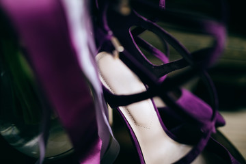  Wedding accessories. Purple bride shoes.