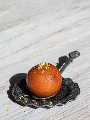 Indian traditional sweet Gulab Jamun, close up