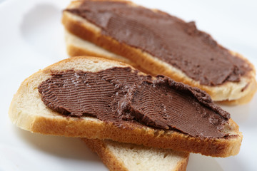 chocolate paste on the toast