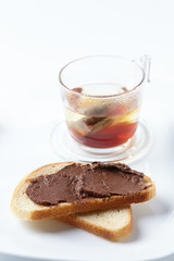 chocolate paste on the toast