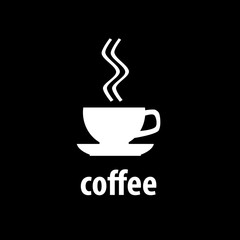 coffee logo, black background vector illustration