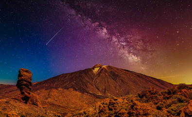 Night full of stars in Teide National Park , Teneriffe, Spain