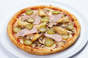 tasty pizza on the white