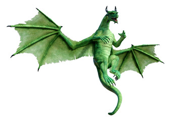 3D Rendering Fairy Tale Dragon on White