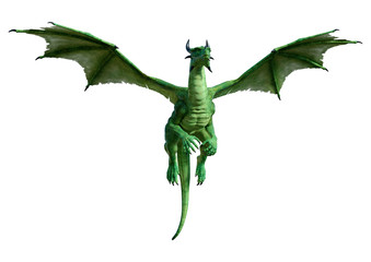 3D Rendering Fairy Tale Dragon on White