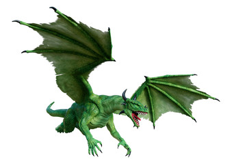 3D Rendering Fairy Tale Dragon on White