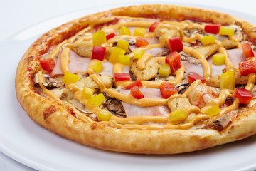 tasty pizza on the white
