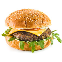  burger on a white background for a restaurant site