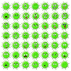 Corona Virus character  face expression. virion of Coronavirus Funny character 2019-nCoV. the virus that caused epidemic of pneumonia in China. COVID-19s illustration with facial expression big set