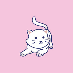 Cute cat outline vector illustration.