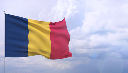 High resolution close-up flag of Chad. 3D illustration.