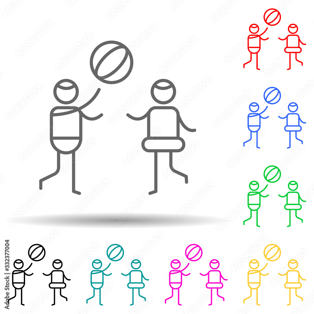 Poster children, playing multi color set icon. simple thin line, outline of travel icons for ui and ux, web