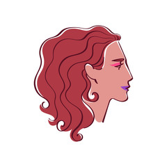 Beautiful girl with curly hair vector illustration.