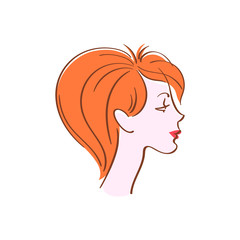 Beautiful girl with curly hair vector illustration.
