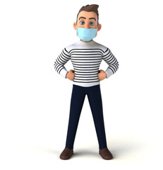 Obraz premium 3D illustration of a cartoon character with a mask