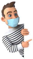 3D illustration of a cartoon character with a mask