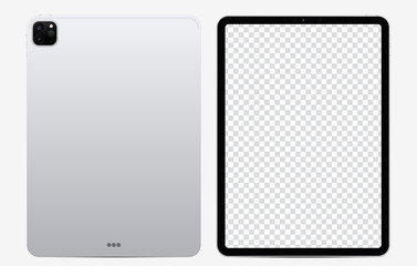 Mock-up tablet silver color with blank screen for your design. Realistic vector illustration EPS10