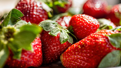 Fresh ripe perfect strawberry, Food Frame Background, selective focus