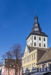 Fototapeta na wymiar Houses and church tower in historic city Lippstadt, Germany