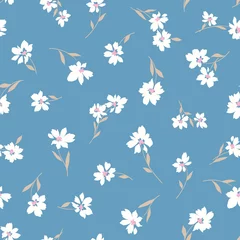 Keuken foto achterwand Blauw wit Naadloze vector patroon van een mooie bloem,