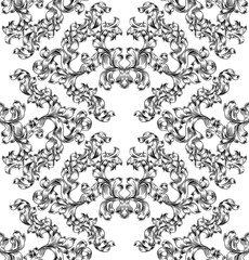 An art nouveau or Italian inspired floral motif seamlessly tiling scroll pattern tile in a vintage style