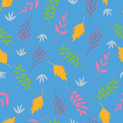 Colourful leaf and foliage vector seamless pattern design.