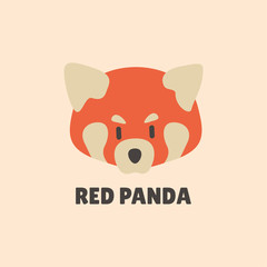 Vector Logo of red panda cartoon style on pastel background.