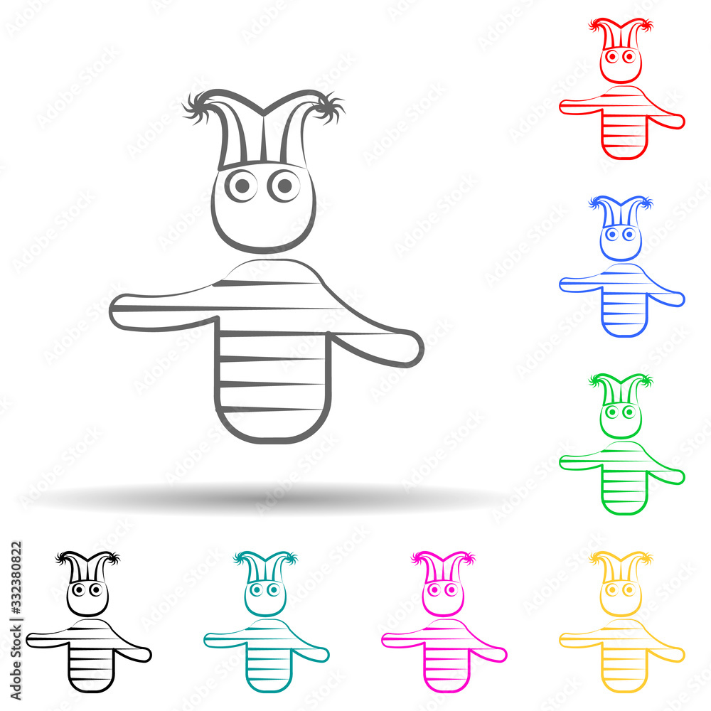 Aufkleber jester doll multi color set icon. simple thin line, outline of theatre icons for ui and ux, website 