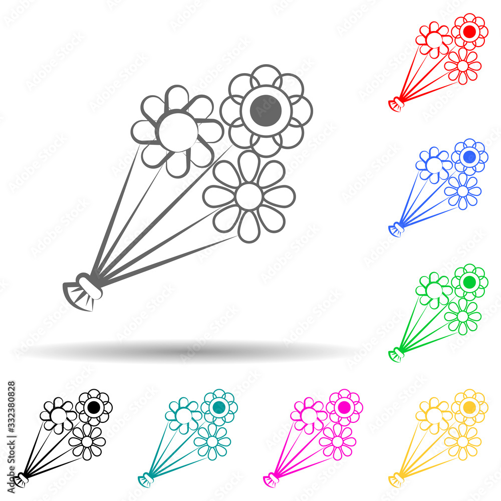Poster bouquet multi color set icon. simple thin line, outline of theatre icons for ui and ux, website or m