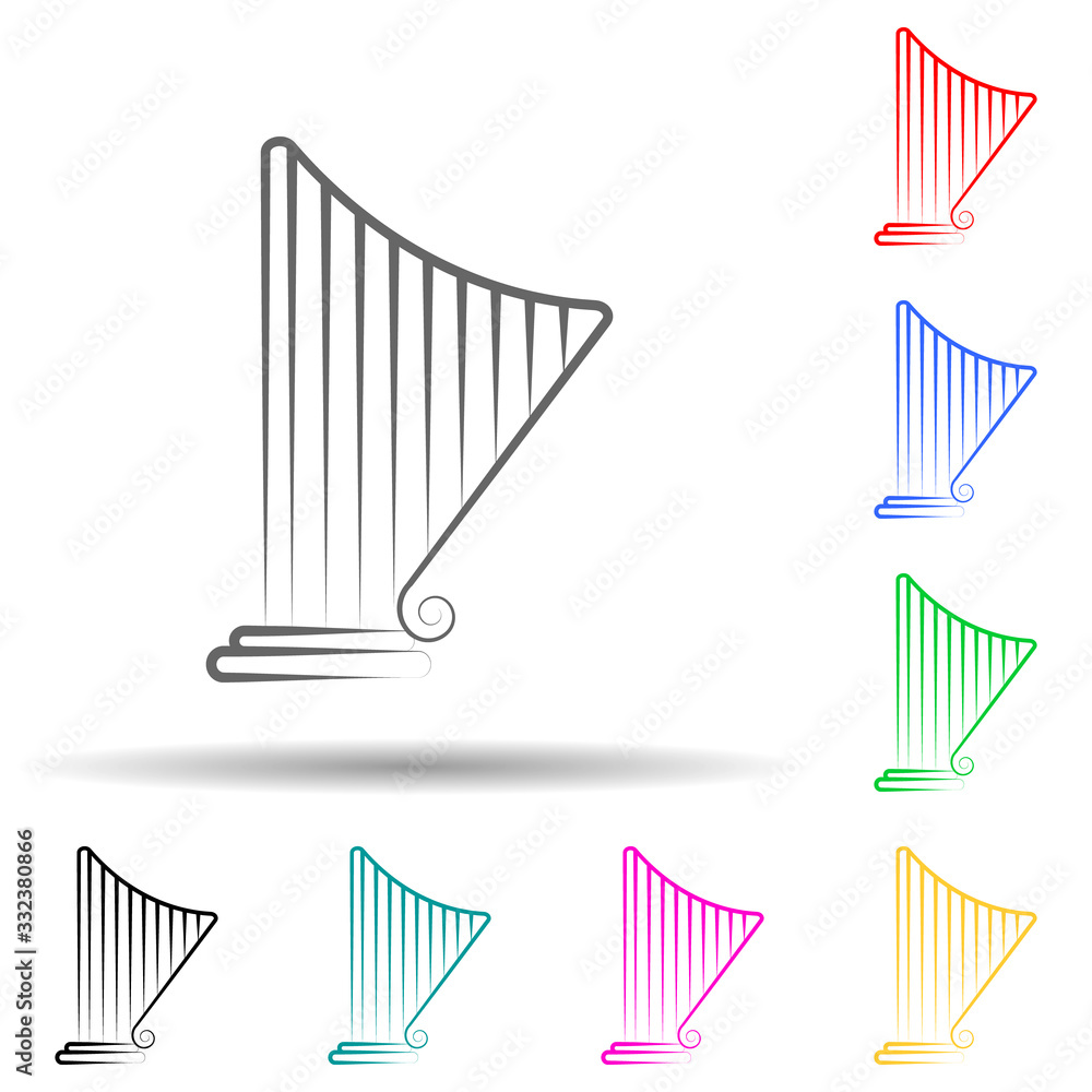 Poster harp multi color set icon. simple thin line, outline of theatre icons for ui and ux, website or mobi