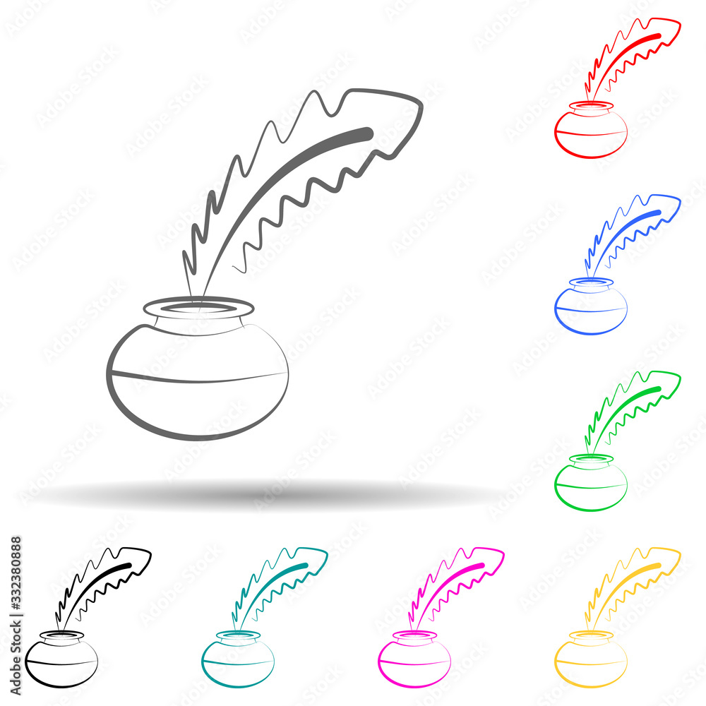 Poster ink and pen multi color set icon. simple thin line, outline of theatre icons for ui and ux, website 