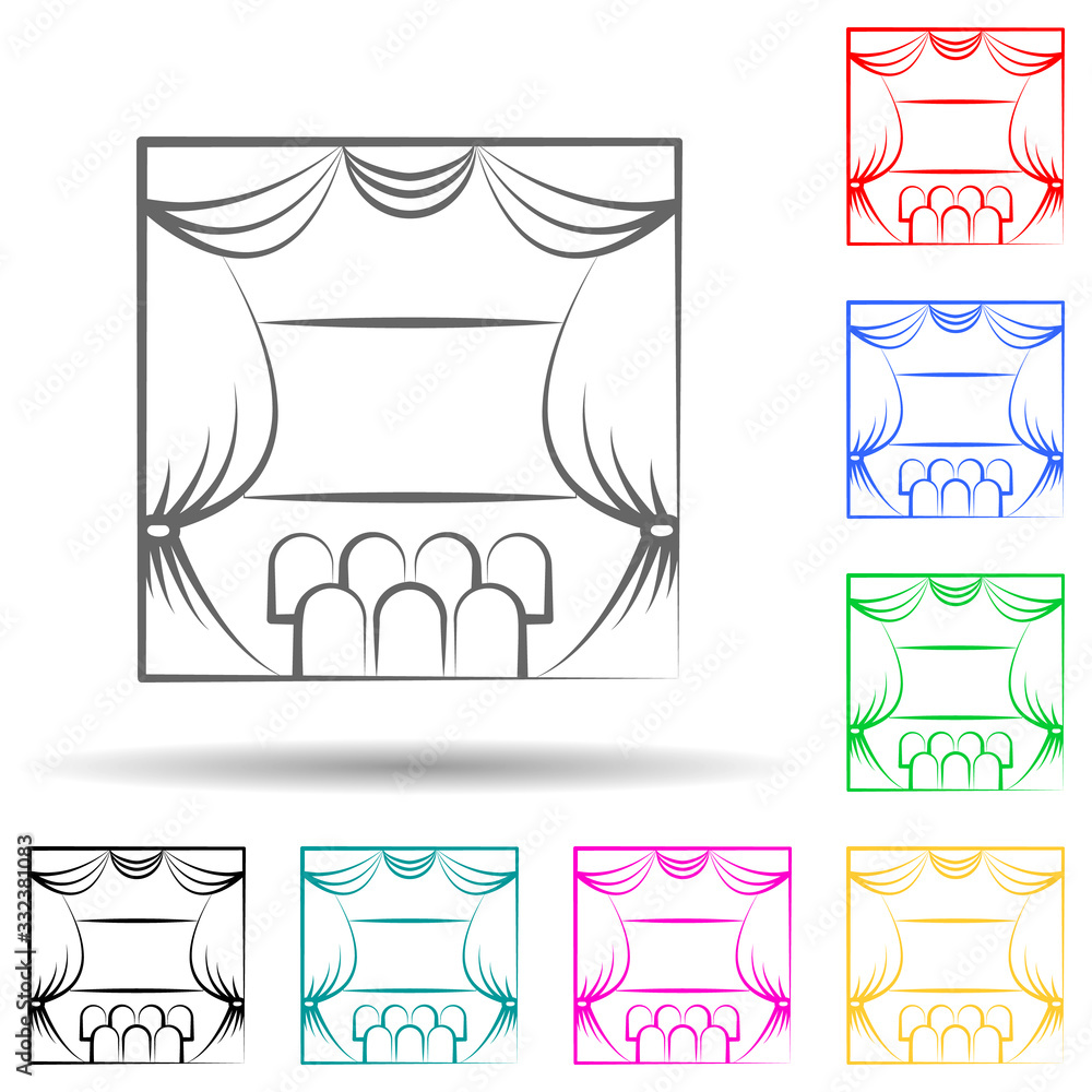 Aufkleber theater scene multi color set icon. simple thin line, outline of theatre icons for ui and ux, websit