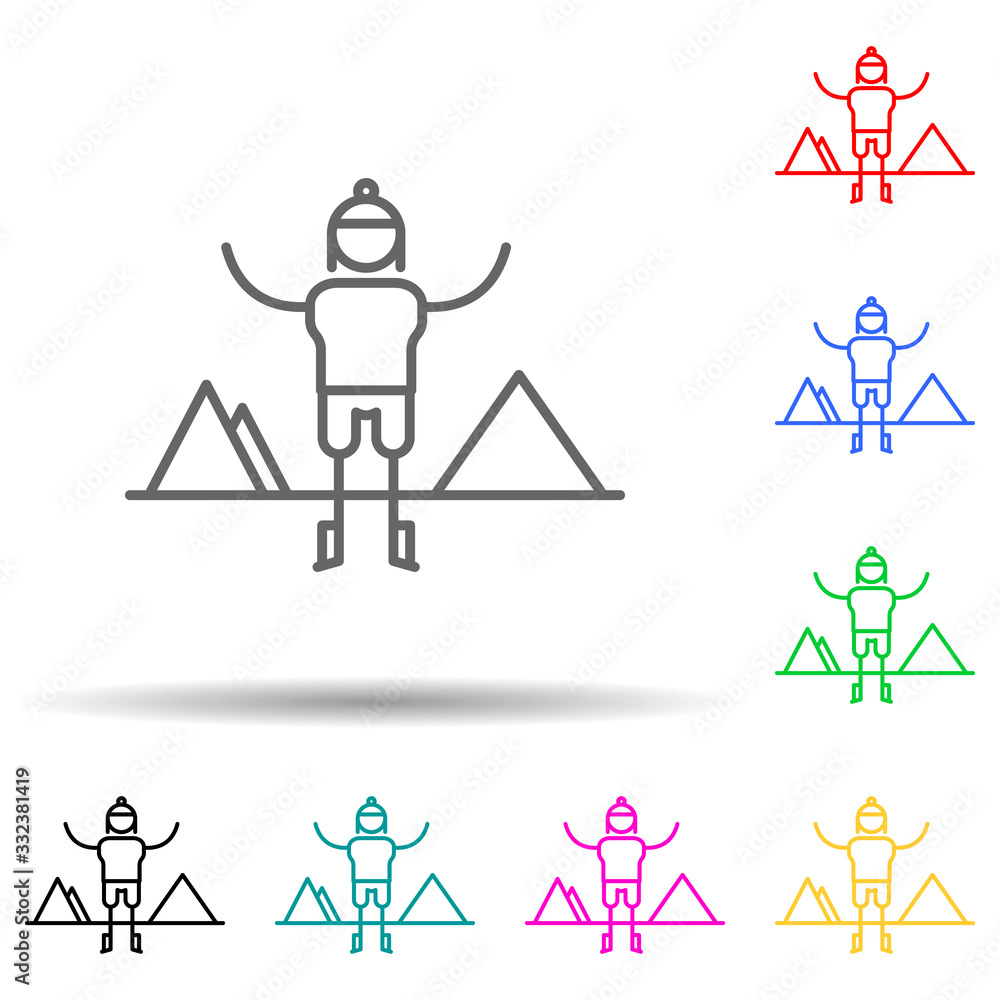 Poster mountaineer, trip multi color set icon. simple thin line, outline of travel icons for ui and ux, web