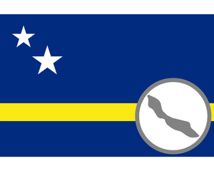 Fahne und Landkarte von Curacao
