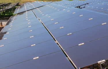 thin film solar cells or amorphous silicon solar cells or photovoltaics in solar power plant turn...