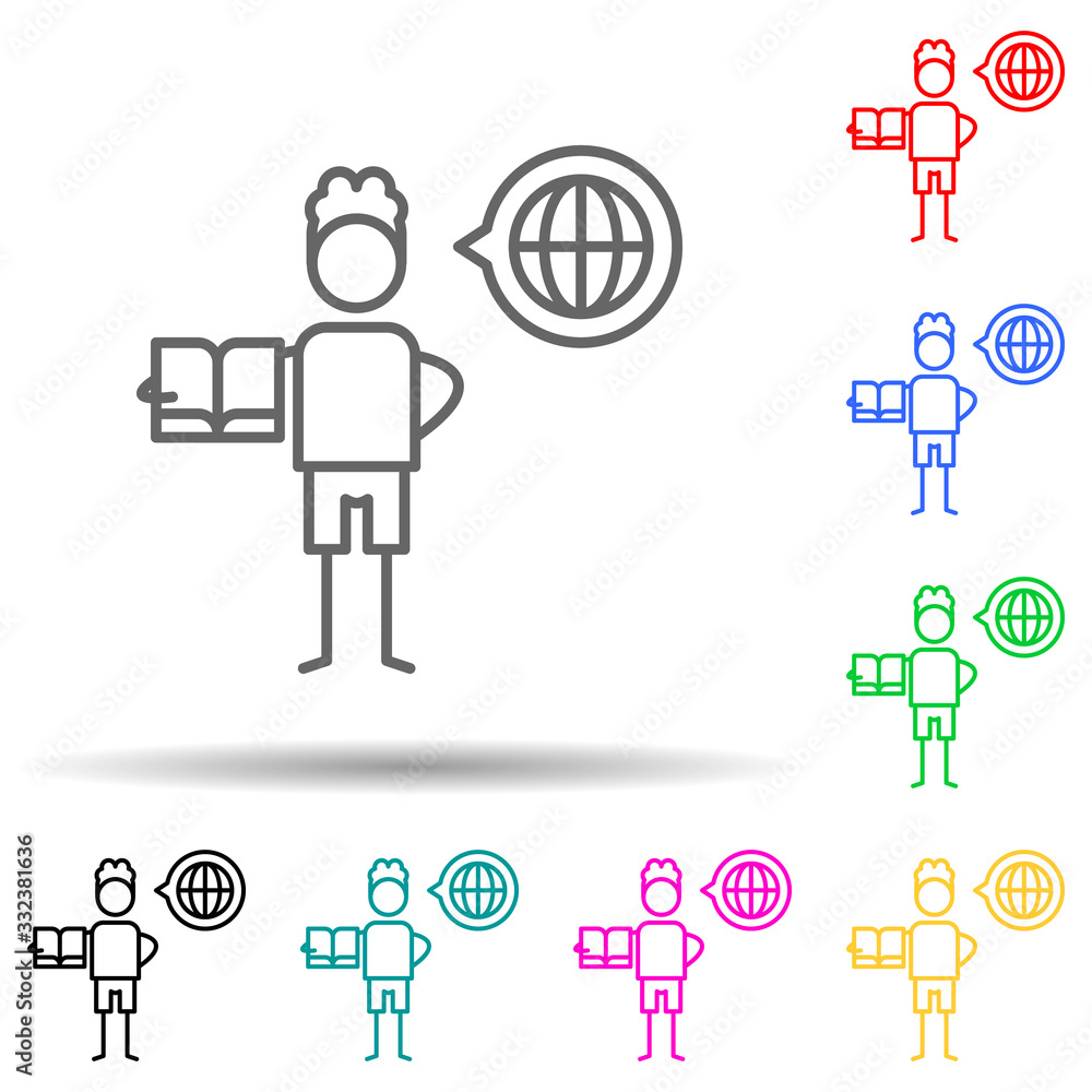 Poster tourist, guide multi color set icon. simple thin line, outline of travel icons for ui and ux, websit