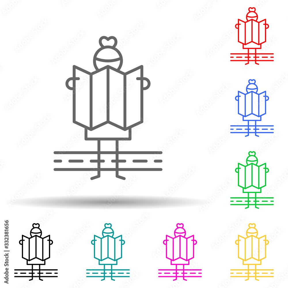 Poster tourist, map multi color set icon. simple thin line, outline of travel icons for ui and ux, website 