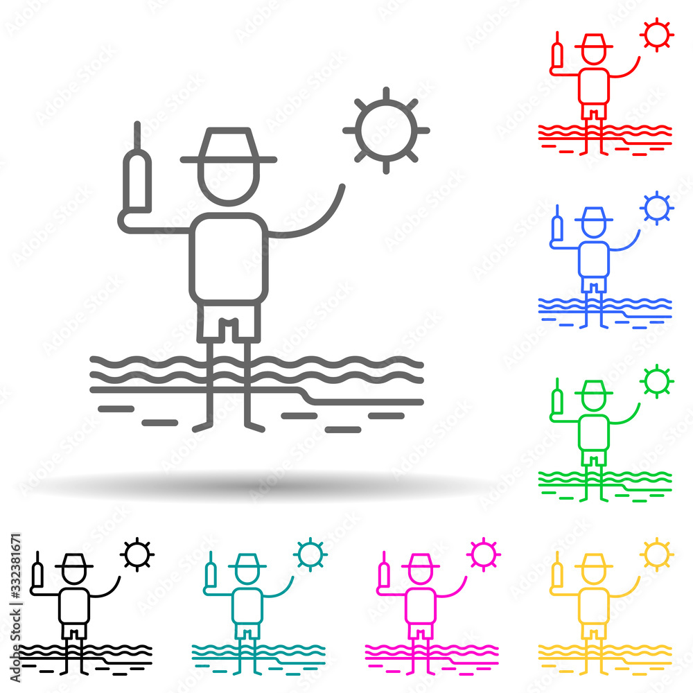 Poster traveller, beach multi color set icon. simple thin line, outline of travel icons for ui and ux, webs