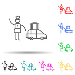 Traveler, car multi color set icon. Simple thin line, outline of travel icons for ui and ux, website or mobile application